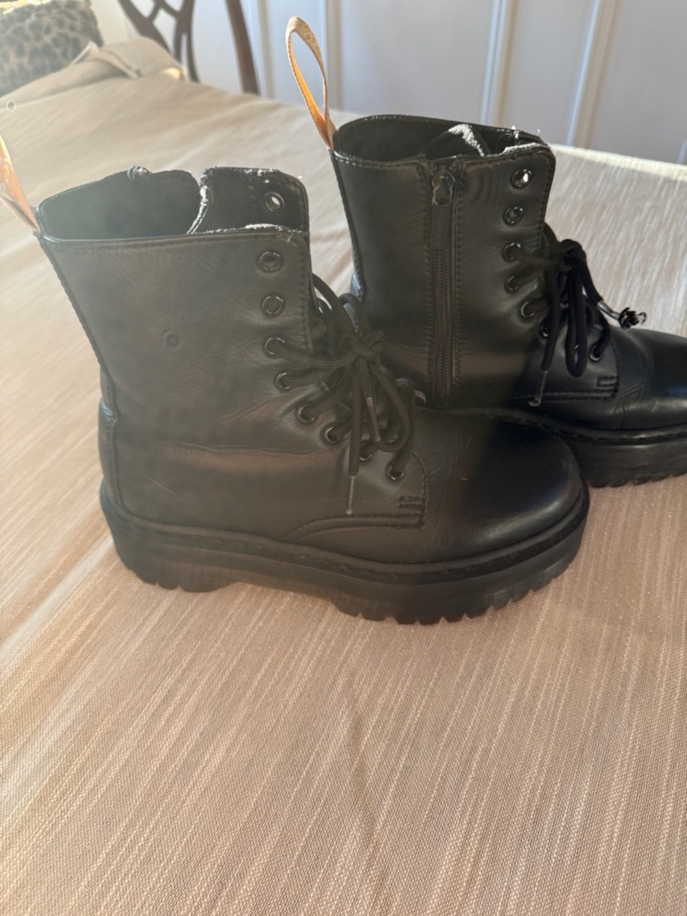 Dr. Martens Black Leather Platform Combat Boots